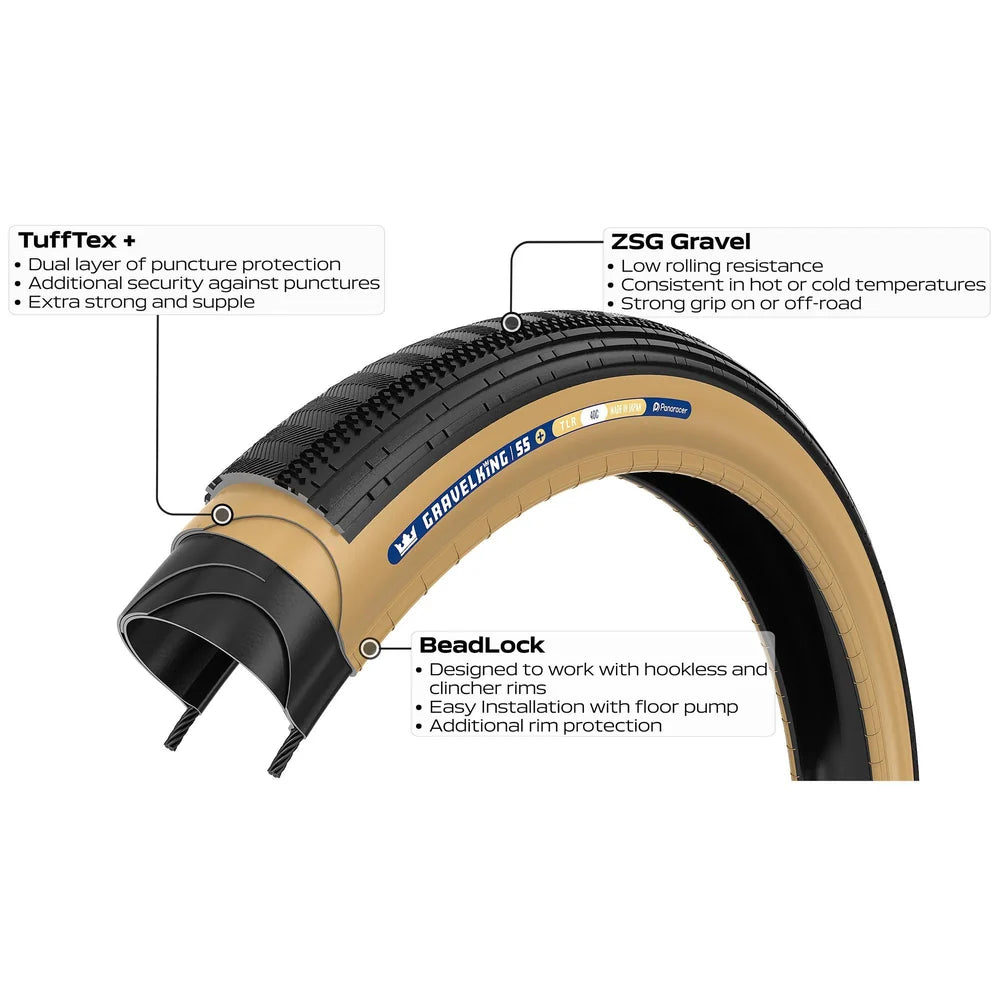 Panaracer GravelKing SS+ foldedæk 700x45 600g sort/brun